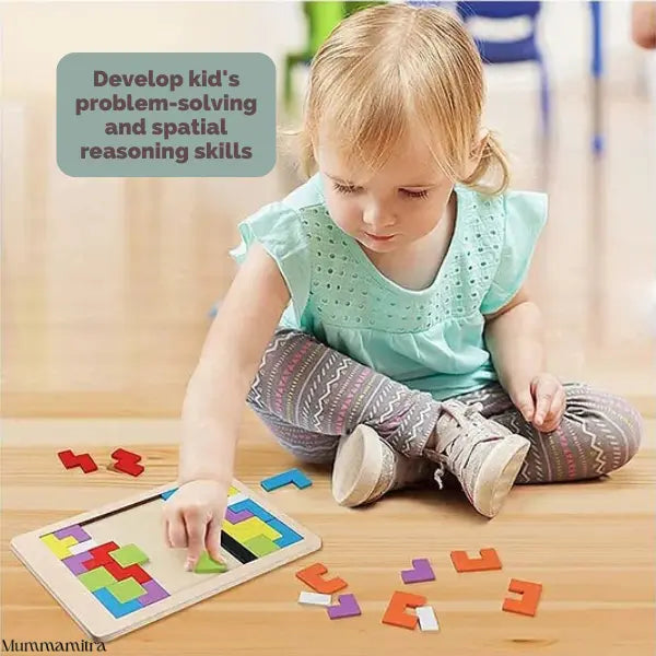 PuzzleTiles™ – Think, Build & Create | Colorful Wooden Blocks | Logic + Pattern Play