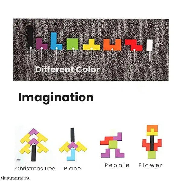 PuzzleTiles™ – Think, Build & Create | Colorful Wooden Blocks | Logic + Pattern Play