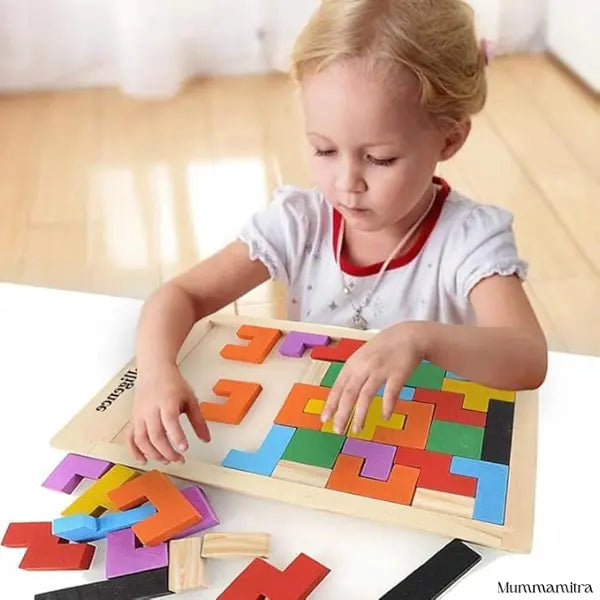 PuzzleTiles™ – Think, Build & Create | Colorful Wooden Blocks | Logic + Pattern Play