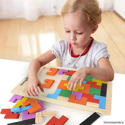 PuzzleTiles™ – Think, Build & Create | Colorful Wooden Blocks | Logic + Pattern Play