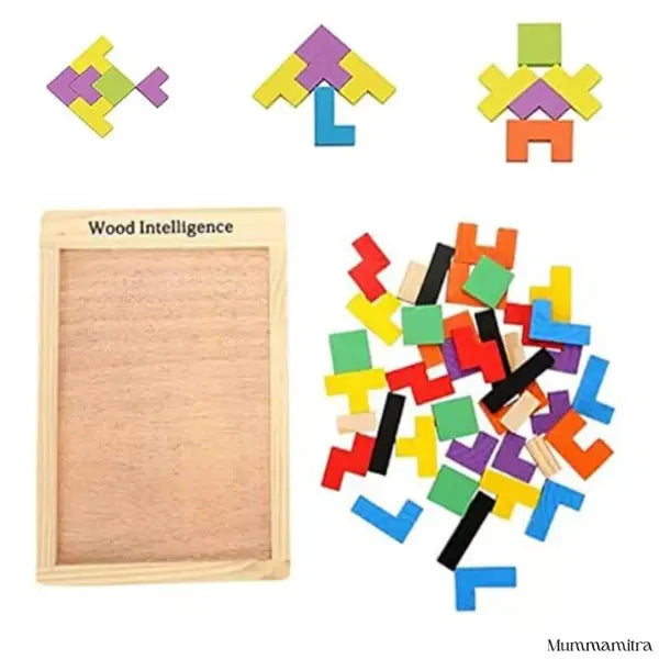 PuzzleTiles™ – Think, Build & Create | Colorful Wooden Blocks | Logic + Pattern Play