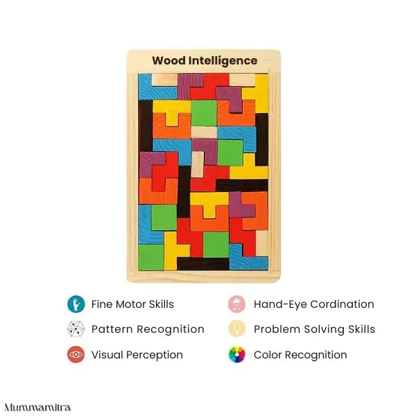 PuzzleTiles™ – Think, Build & Create | Colorful Wooden Blocks | Logic + Pattern Play