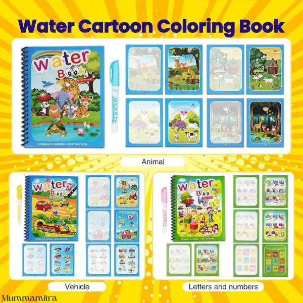 DoodleDrip™ – Premium Magic Water Coloring Combo | 4 Books, 4 Pens, 0 Mess | For Endless Fun