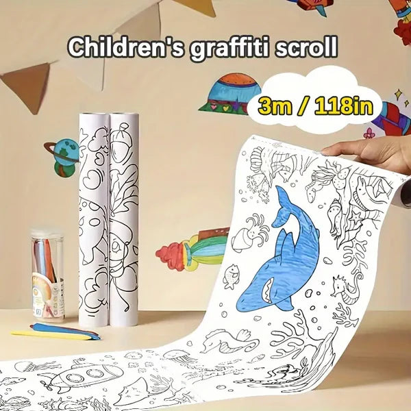 CreativeCanvas Roll™ – Endless 300 cm Doodle Fun for Imaginative Kids | Mummamitra