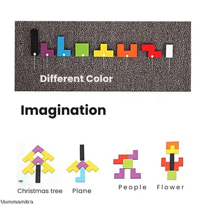 PuzzleTiles™ – Think, Build & Create | Colorful Wooden Blocks | Logic + Pattern Play