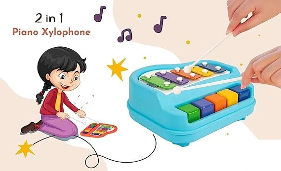 MelodyMate™-2-in-1 Piano Xylophone | Watch Them Light Up | Helps Motor Skills