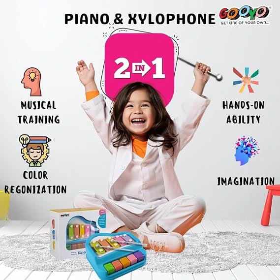 MelodyMate™-2-in-1 Piano Xylophone | Watch Them Light Up | Helps Motor Skills