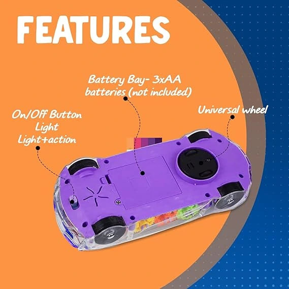 GearGlow™ – Motion Learning Car | Transparent Build + Lights | Sparks Brain Development