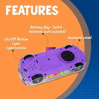 GearGlow™ – Motion Learning Car | Transparent Build + Lights | Sparks Brain Development