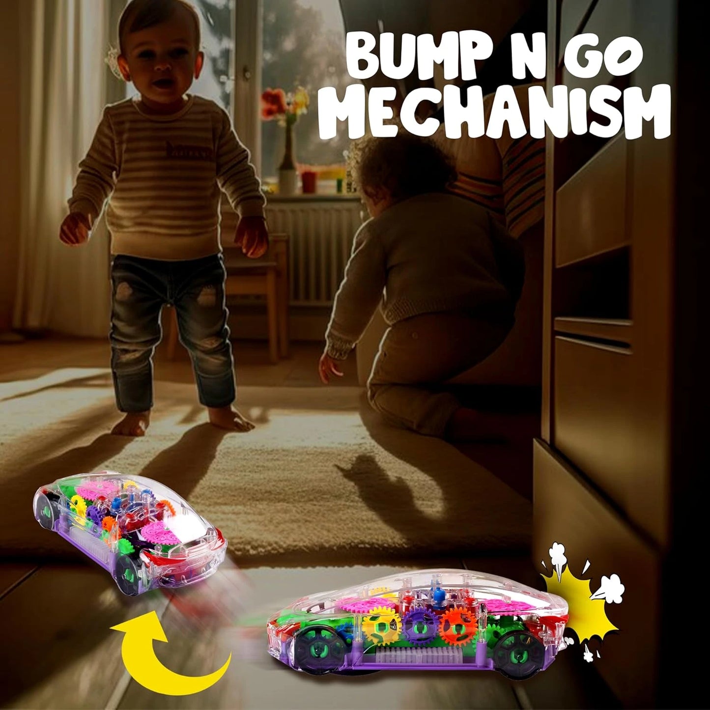 GearGlow™ – Motion Learning Car | Transparent Build + Lights | Sparks Brain Development