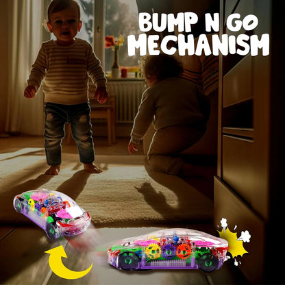 GearGlow™ – Motion Learning Car | Transparent Build + Lights | Sparks Brain Development