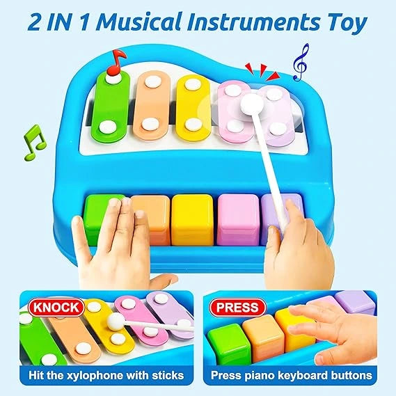MelodyMate™-2-in-1 Piano Xylophone | Watch Them Light Up | Helps Motor Skills