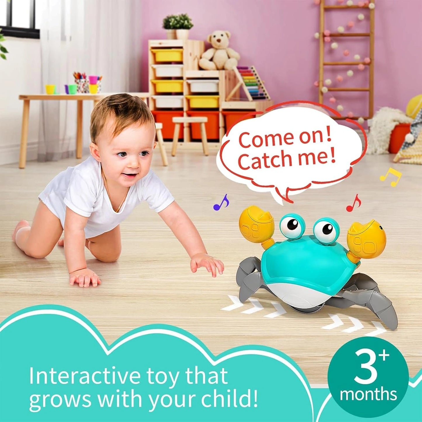 CrabChase™ – Crawling Fun | Smart Sensors | Boosts Baby Movement