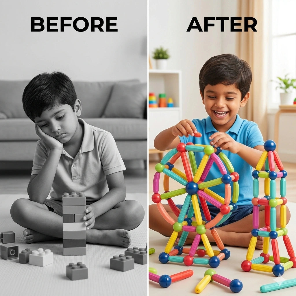 BuildSticks™ – Magnetic Learning Blocks | Multicolor Geometry Pieces | Builds STEM Foundations