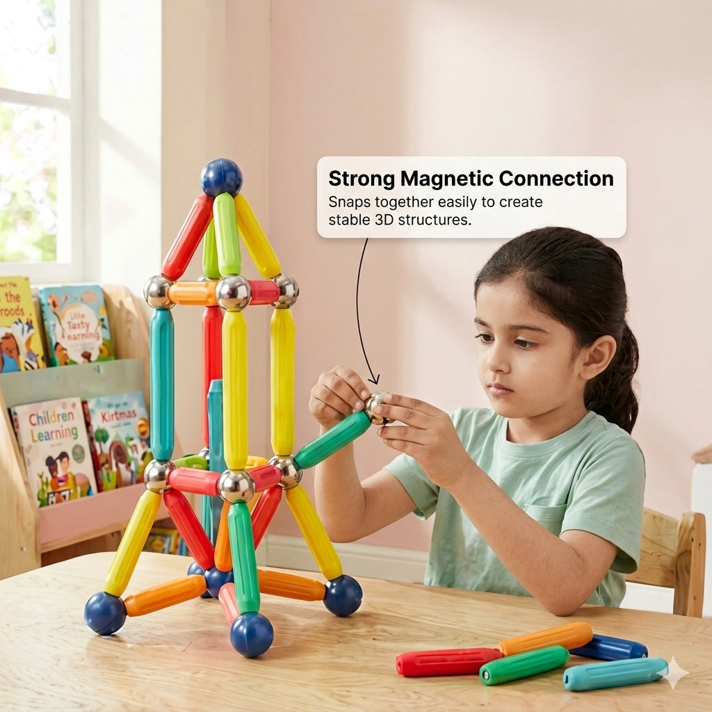 BuildSticks™ – Magnetic Learning Blocks | Multicolor Geometry Pieces | Builds STEM Foundations