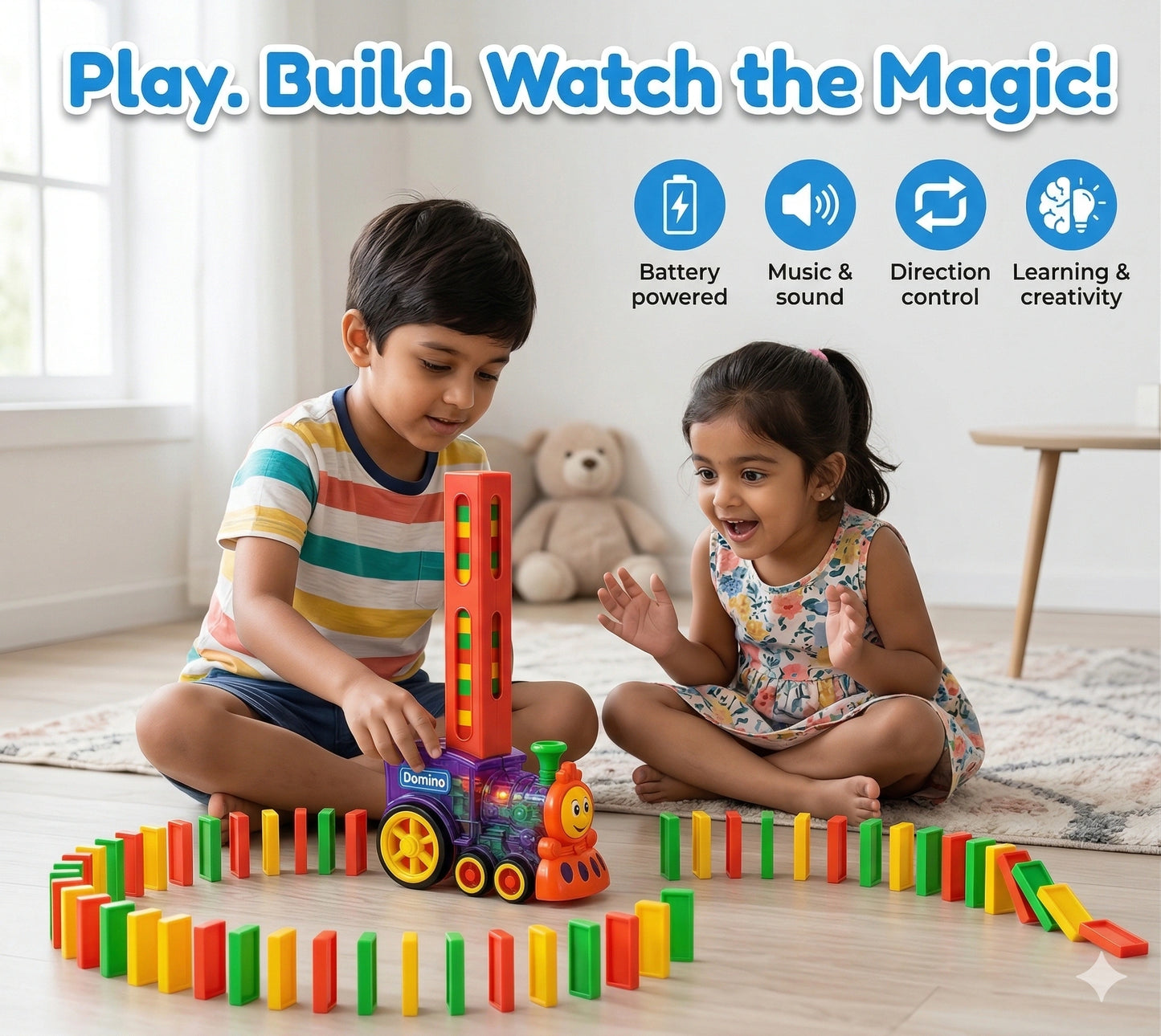 DominoTrain™ – Montessori Learning Toy | Focus & Coordination | Screen-Free Play