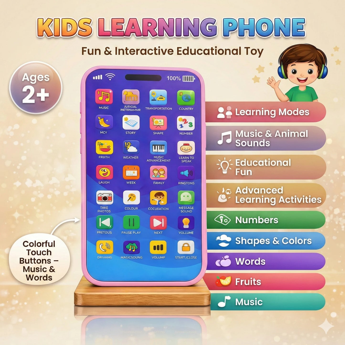 KiddieConnect™ – Smart Learning Phone | Alphabet, Numbers & Rhymes | Early Brain Stimulation