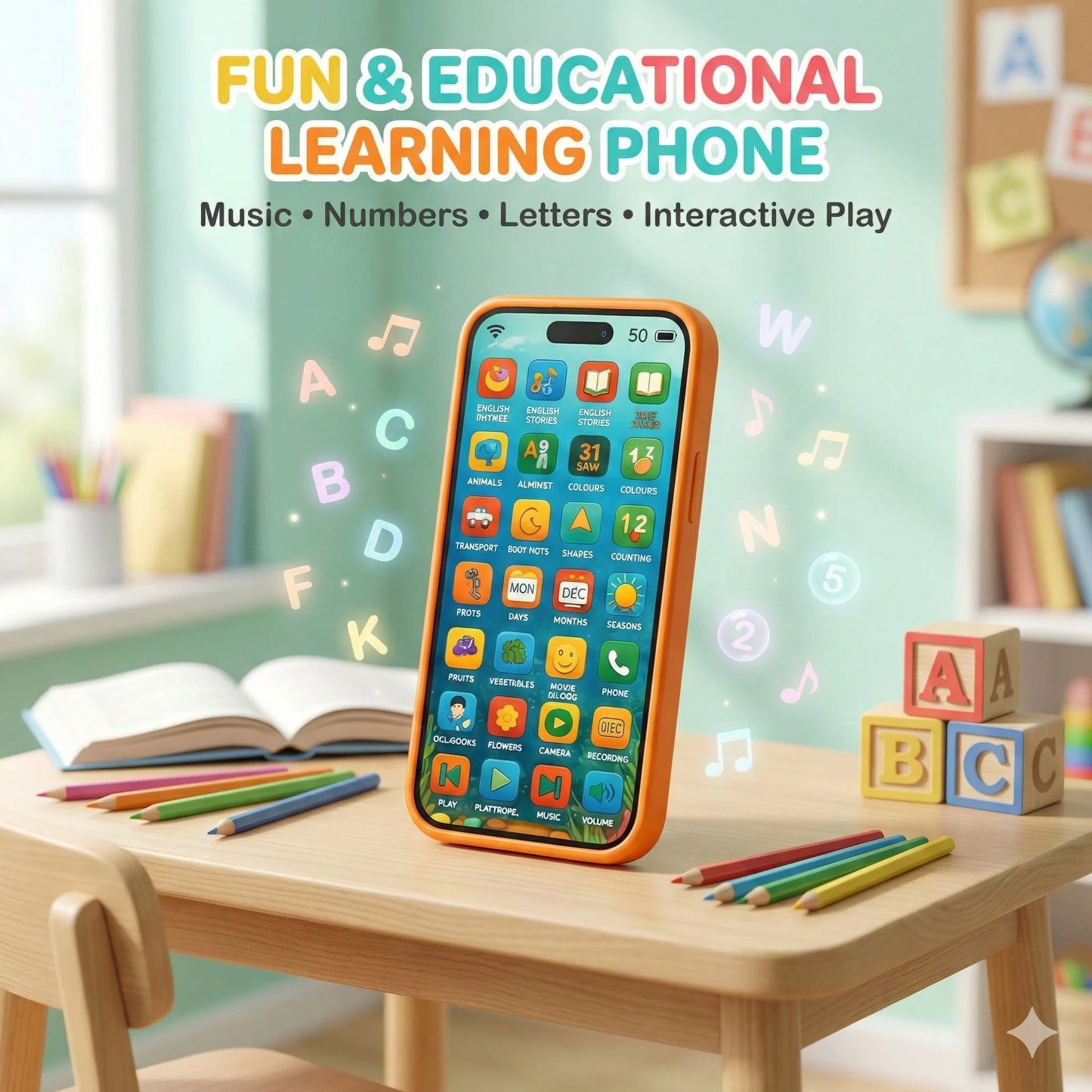KiddieConnect™ – Smart Learning Phone | Alphabet, Numbers & Rhymes | Early Brain Stimulation