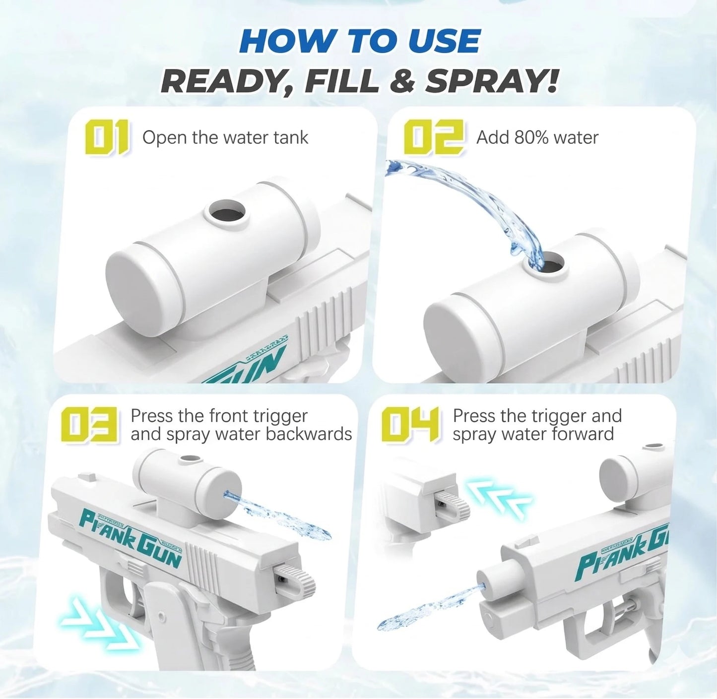 PrankGun™ – Long Range Water Gun | High Pressure Spray | Outdoor Play & Group Fun